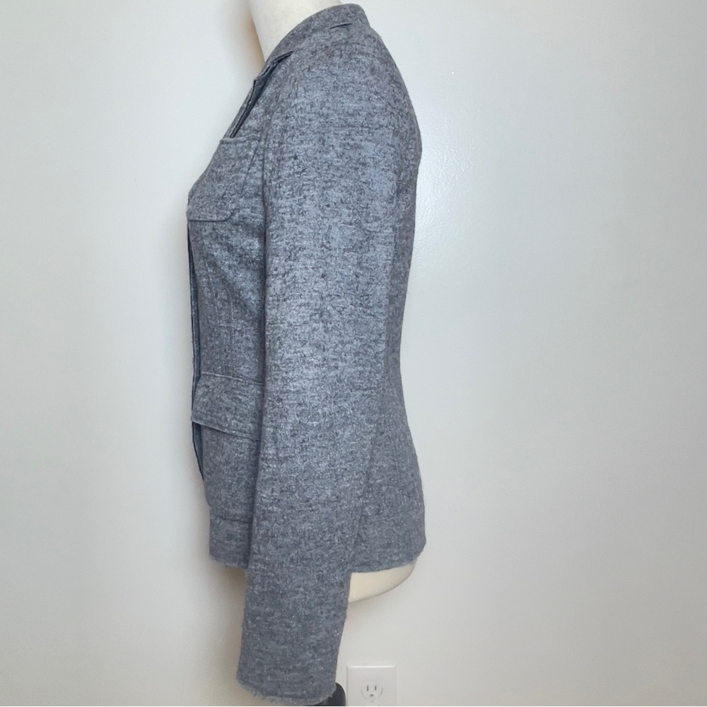 Banana Republic Wool Blend Knit Blazer Size 0 Gray Tailored Career Jacket - Picture 4 of 16